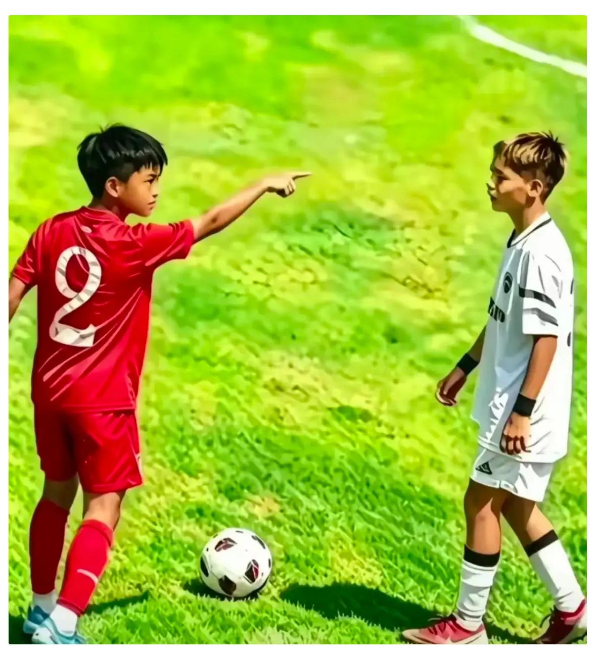 赛后采访孟新艺小英雄，问他指着小老外说了什么，孟新艺说：你滚开，你不是我对手，否