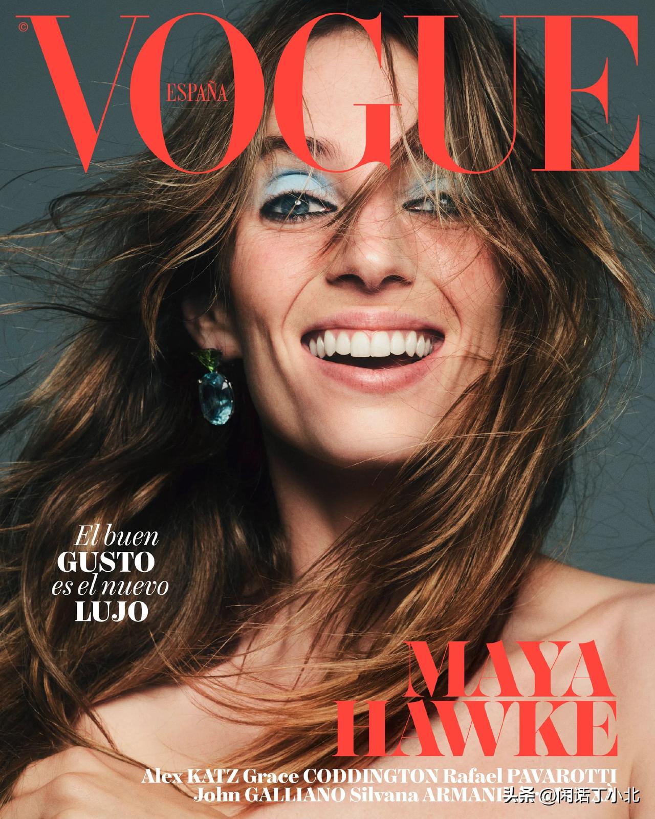 外娱资讯，玛雅·霍克近日为时尚杂志《Vogue》拍摄了西班牙版11月刊的封面及扉