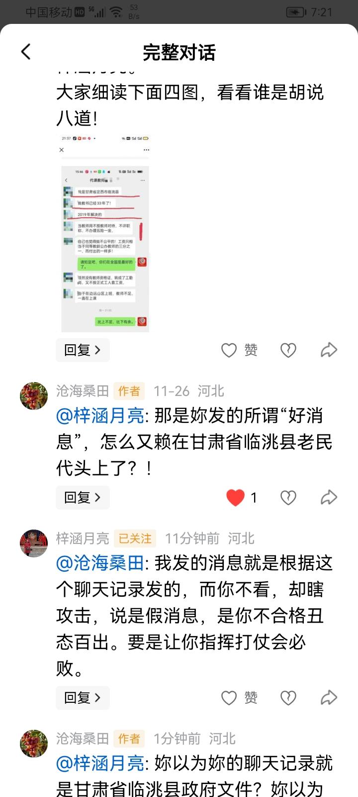 妳以为妳的聊天记录就是甘肃省临洮县政府文件？妳以为妳散布谣言就真的成了“民办教师