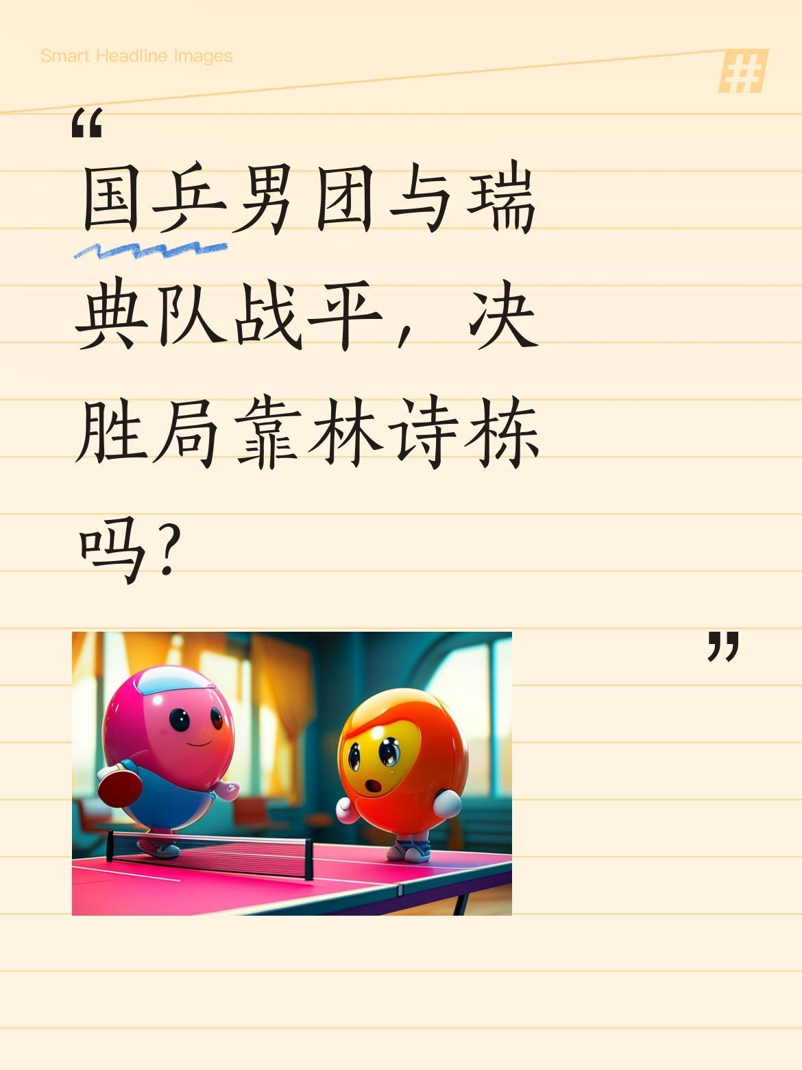 国乒男团与瑞典队战平，决胜局靠林诗栋吗？
王楚钦独得两分，帮助队伍与瑞典队战平。