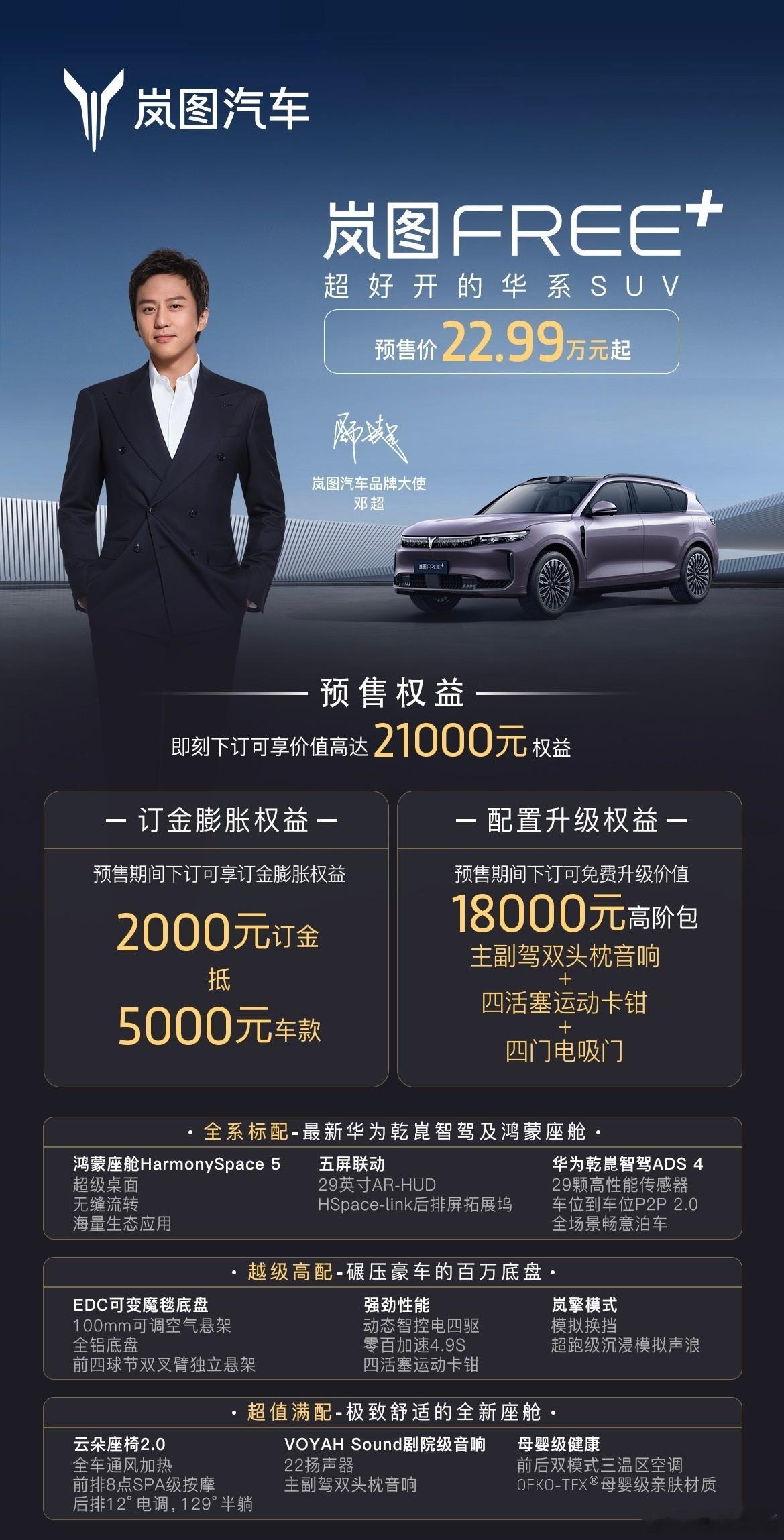 岚图Free+ 预售价22.99万元起跟着超哥定个车gogogo～新能源汽车 ​