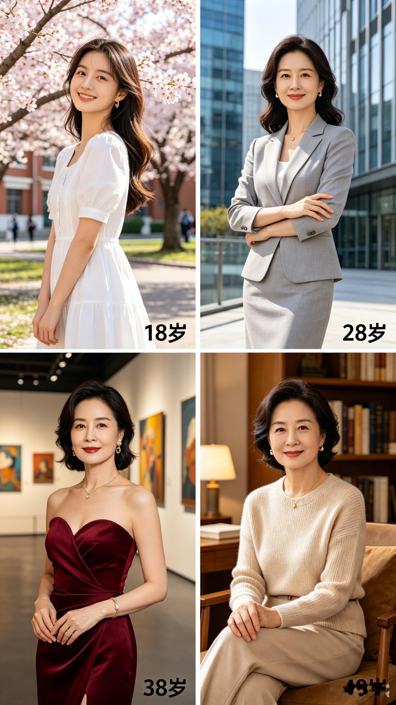 岁月芳华
 
十八豆蔻俏容颜，
二八风华气质添。
三八从容风韵现，
四八温婉静如