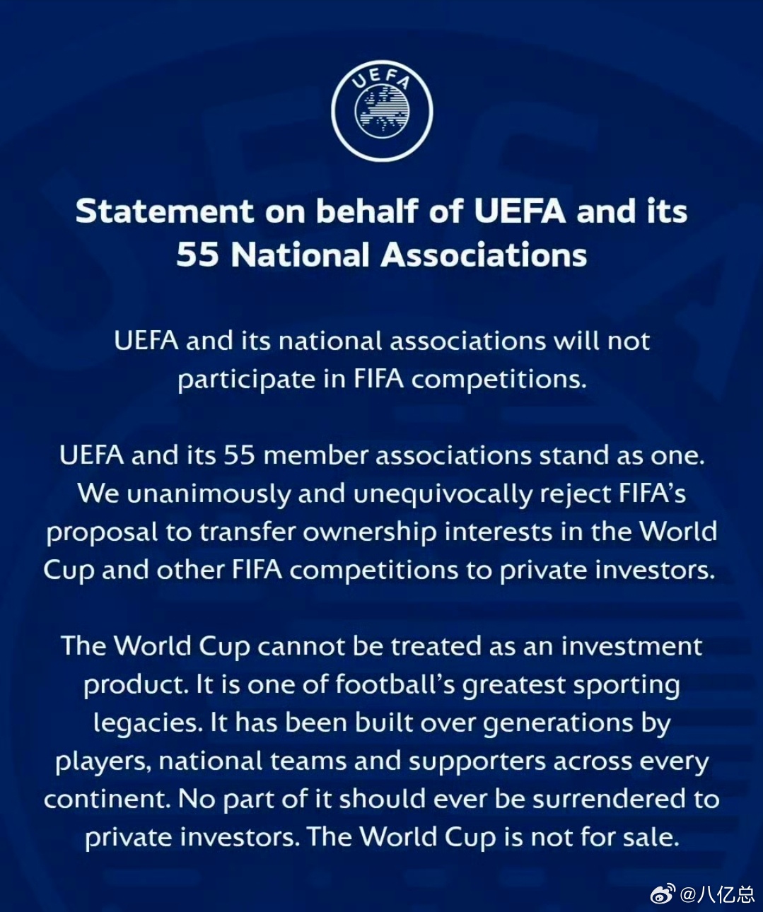 天空新闻独家重磅消息至少96家足协集体抵制因凡蒂诺FIFA主席深陷弹劾危机，大概