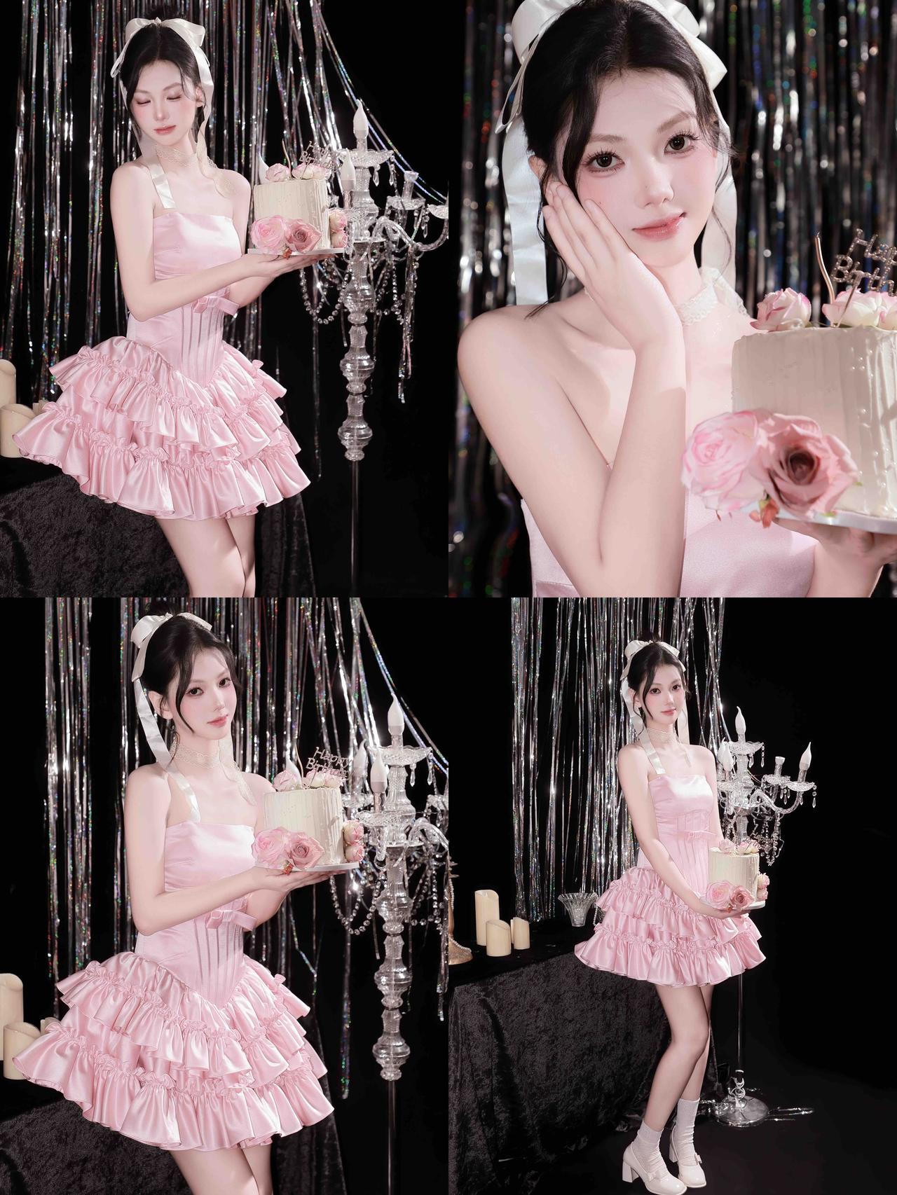 终于拍了这组粉色公主生日写真，圆了二十多年的公主梦！🎂 从妆造开始就少女心炸裂