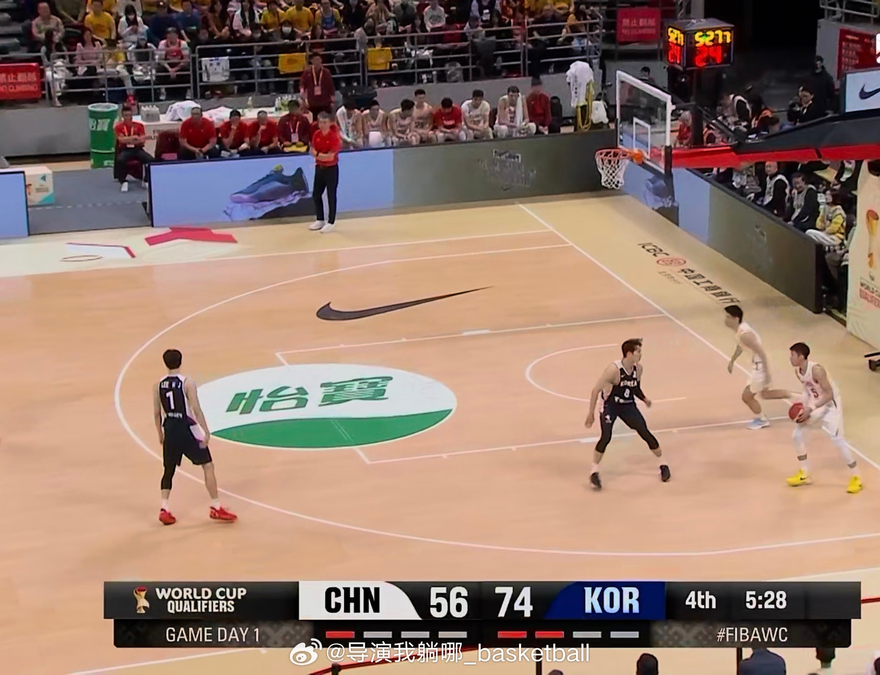 尽量追追分吧，历史上没输过韩国队这么多分…中国男篮vs韩国男篮