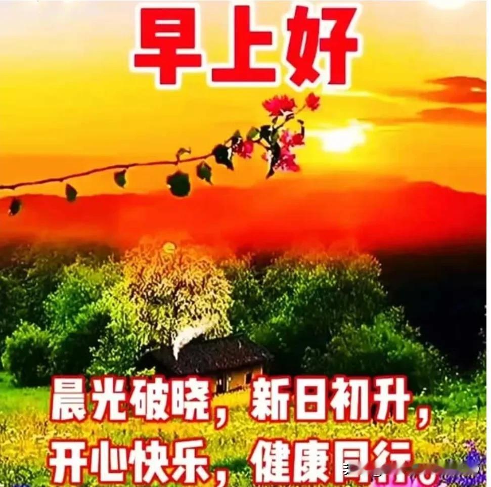 晨曦初露送吉祥，
生活幸福又如意；
健康平安常相伴，
开心快乐乐无边。