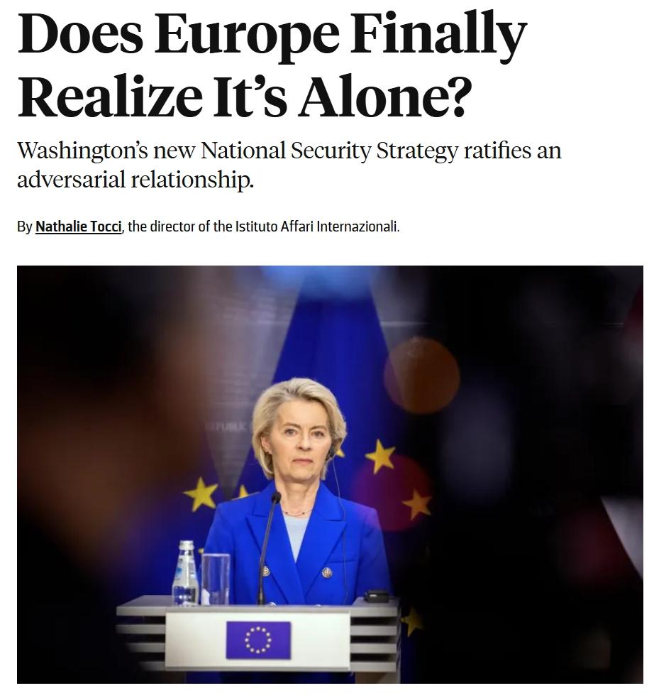 欧洲孤立无援了。外交政策杂志发了一篇文章说，欧洲认为特朗普虽然难驾驭，但最终还是