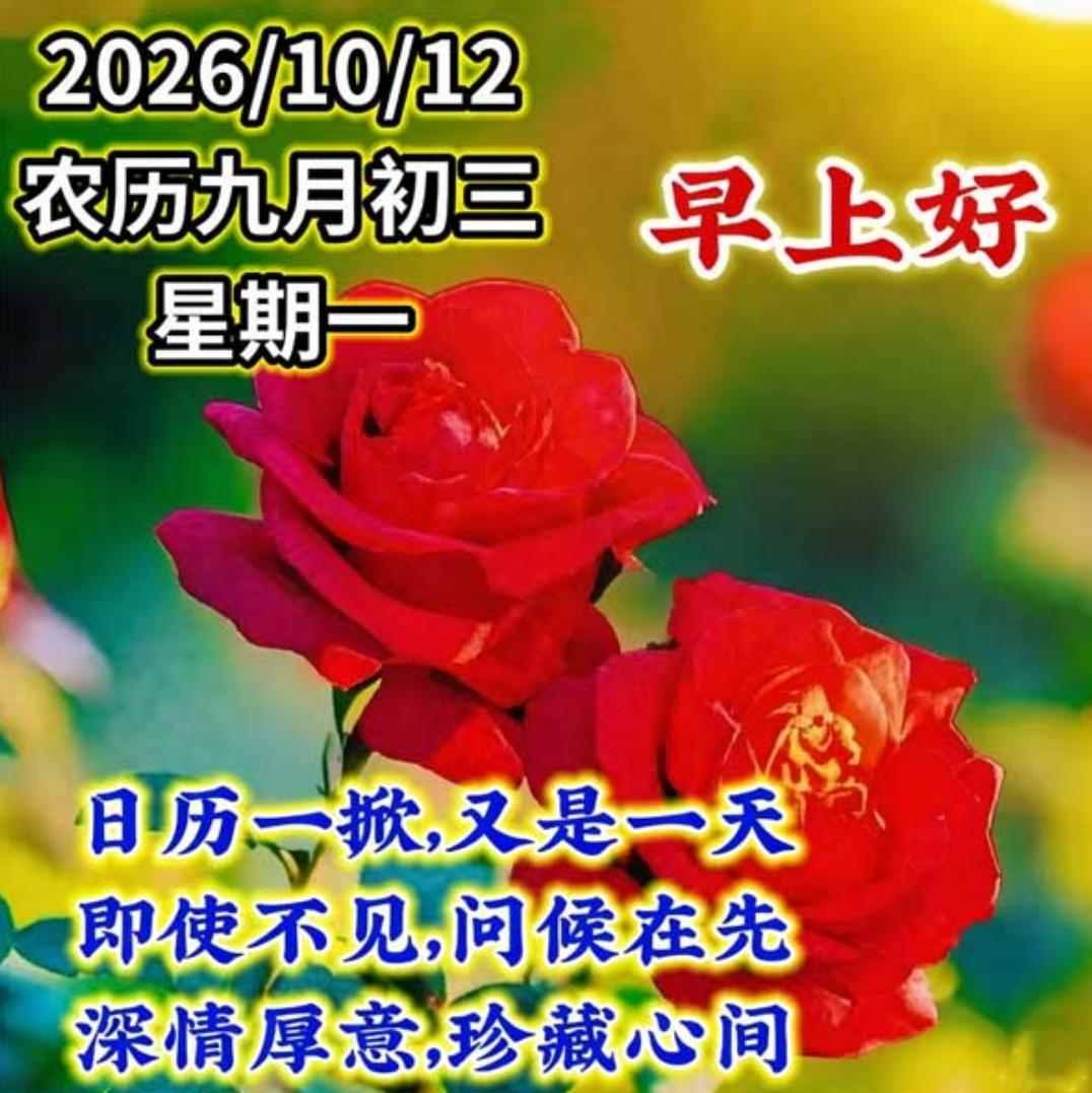 秋意渐浓，晨光微凉；
清爽问候，祝福送上；
愿你安好，幸福满溢；
元气满满，万事