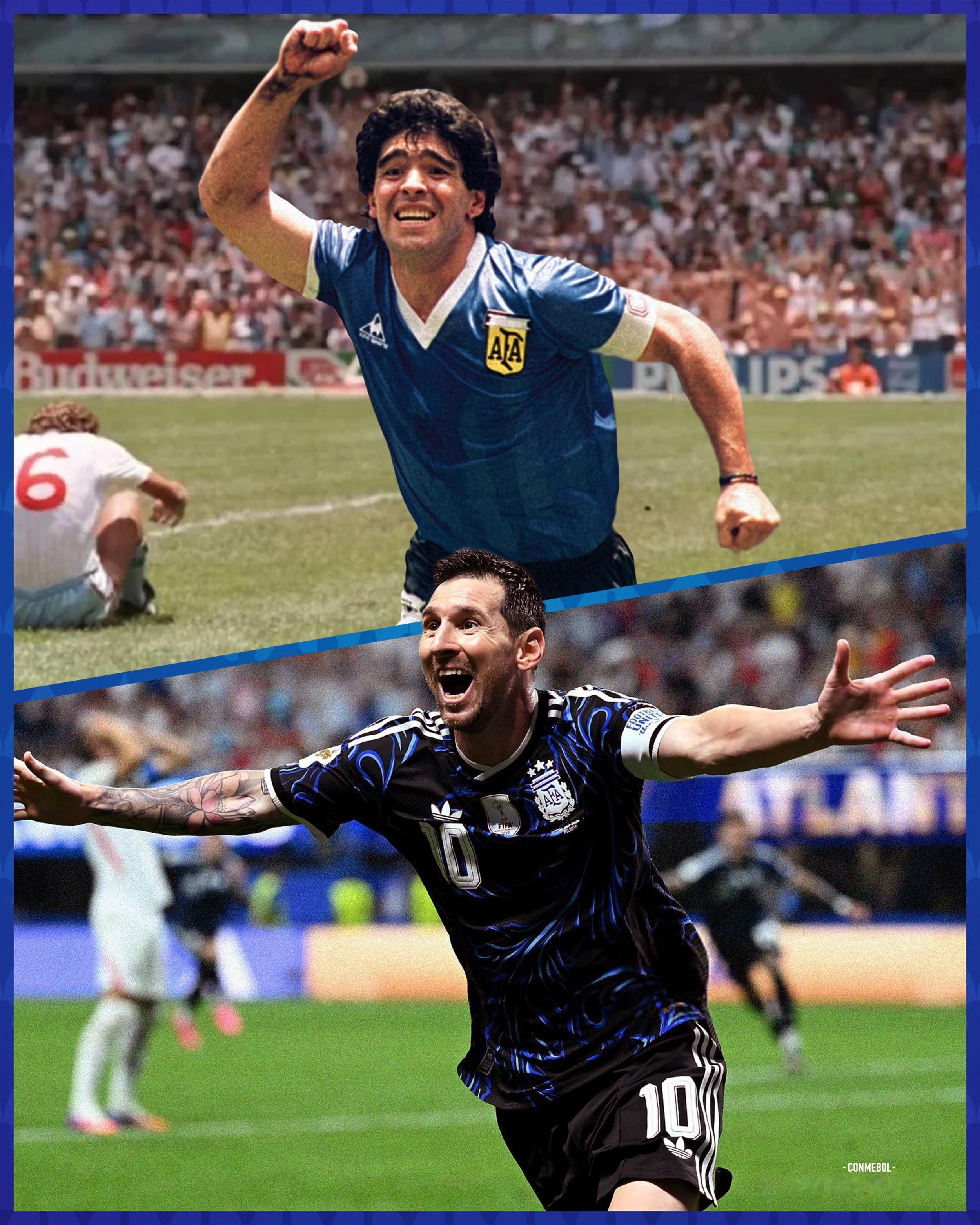 美洲杯官媒：～～两代人，同一声荣耀的呐喊🇦🇷💙世界杯阿根廷绝杀晋级决赛