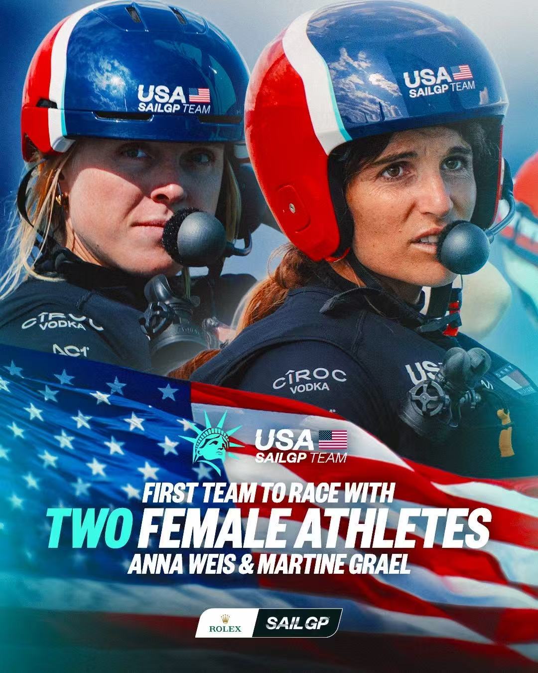 SailGP 历史性的一刻！🎉🇺🇸美国队成为赛事首支同时派出两位女运动员出
