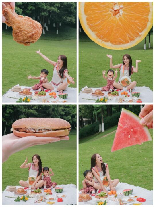 存一些带娃野餐时超有趣的拍照姿势吧~~