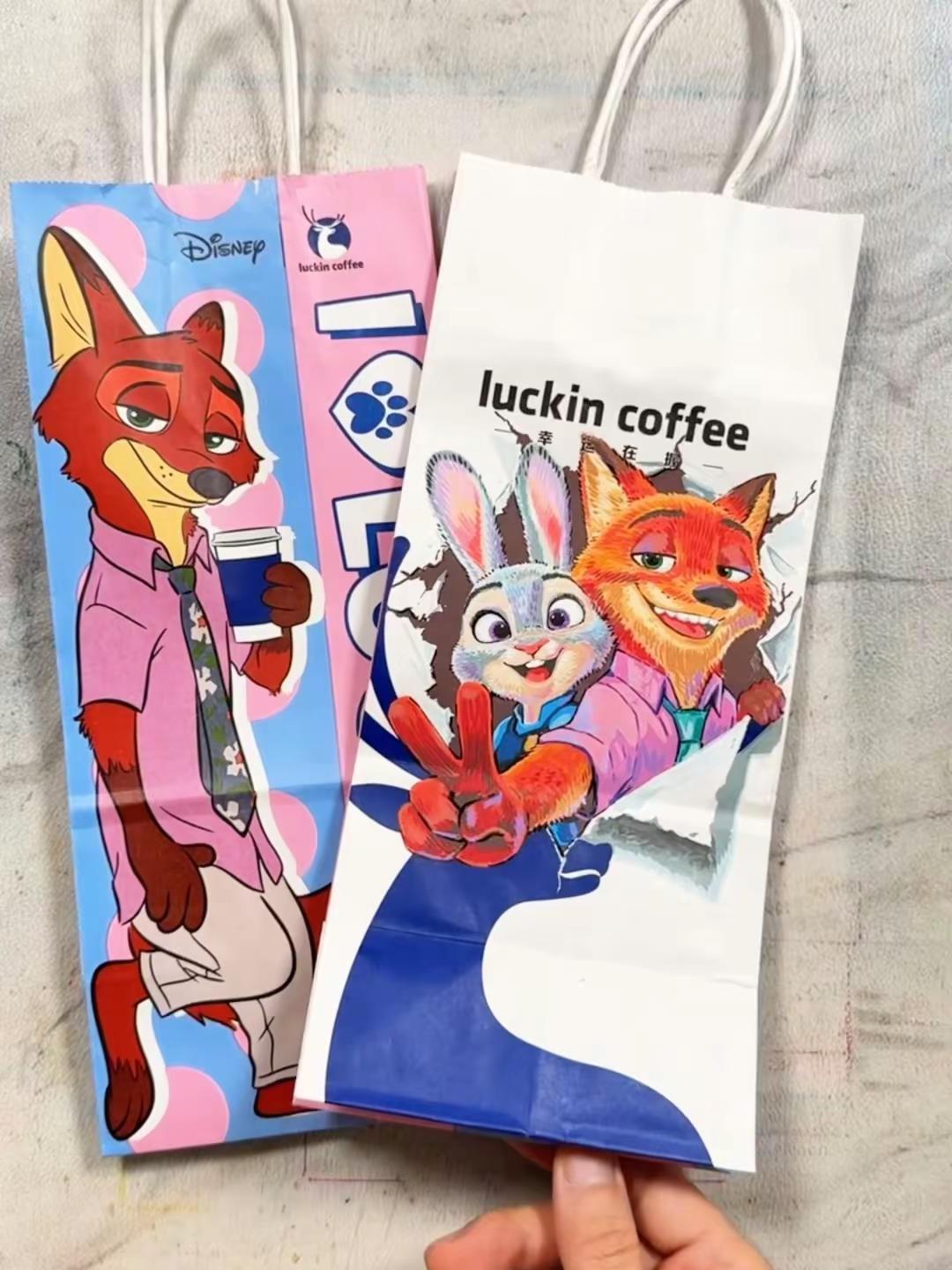 咖啡纸袋别丢，画个尼克朱迪吧！ 疯狂动物城2 疯狂动物城 瑞幸联名疯狂动物城2 