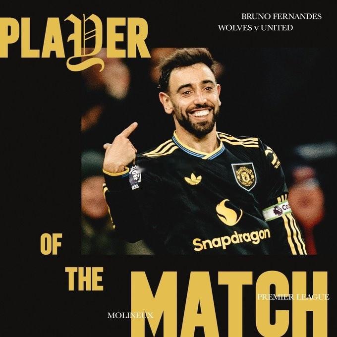 2射1传闪耀全场！官方：B费当选曼联4-1狼队的队内最佳 12月9日讯 曼联官方