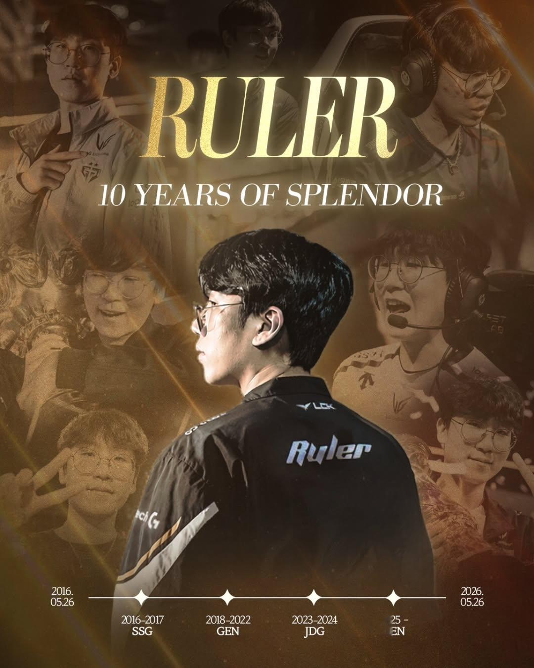 LCK庆祝Ruler出道10周年：如同这10年来始终璀璨的星光一般