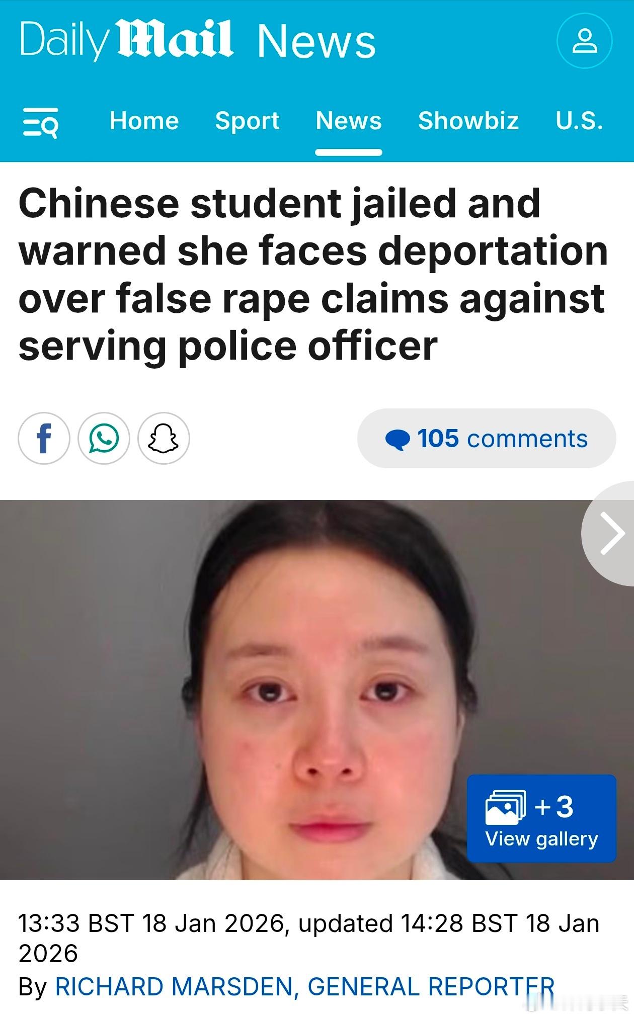 中国女留学生在英国诬告强奸被判六年2024年11月，29岁中国女留学生Hao L