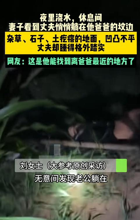 这一幕，看得人心头泛酸！7月31日，河北，妻子夜里起来给地里浇水，却看到丈夫躺在