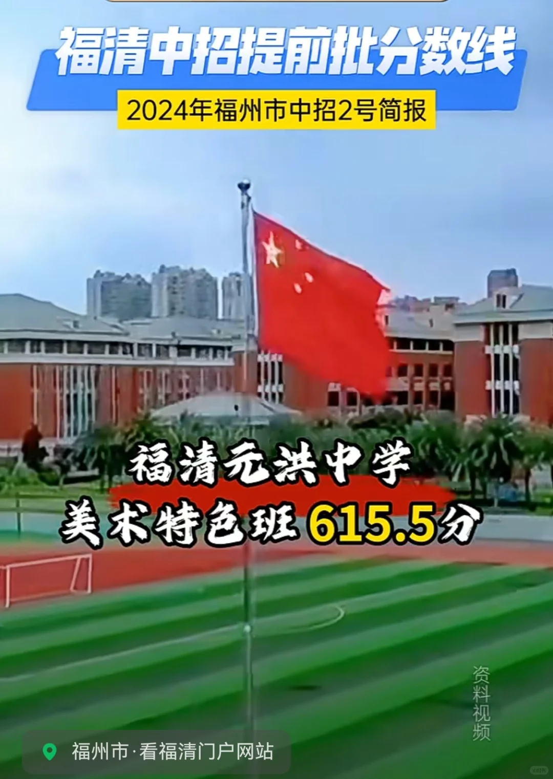 福清中招提前批分数线出炉！ 福清文光高中705分！ 元洪美术班615....