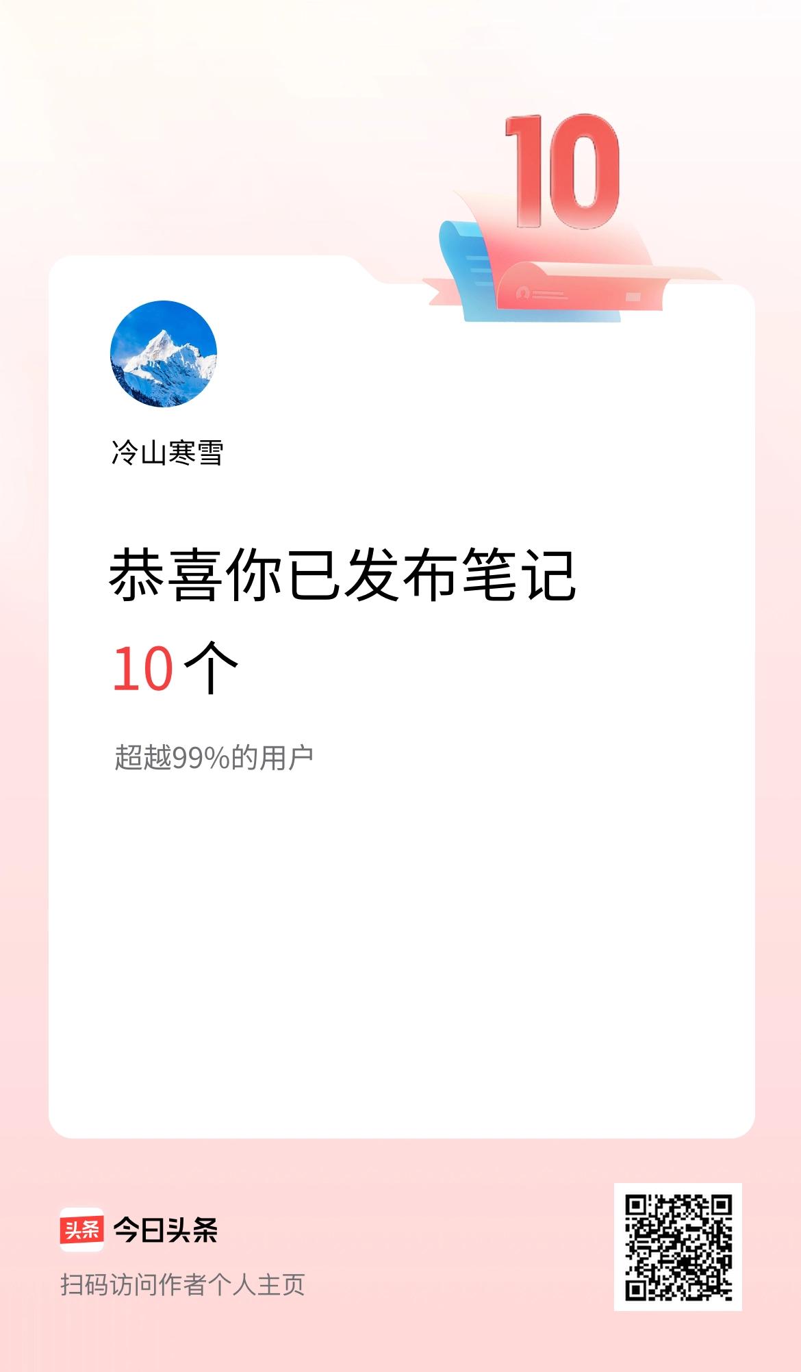 我在头条累计投稿笔记10个