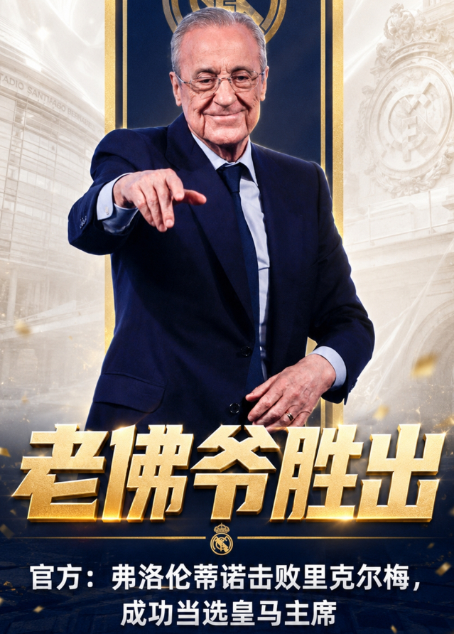 皇家马德里 击败里克尔梅！官方：79岁弗洛伦蒂诺获胜，他将继续担任皇马主席等待多