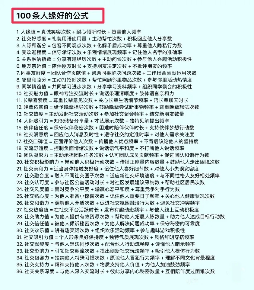 100条“好人缘”公式。成长的过程，就是在不断学习，每一个吃过的亏和委屈，都是让