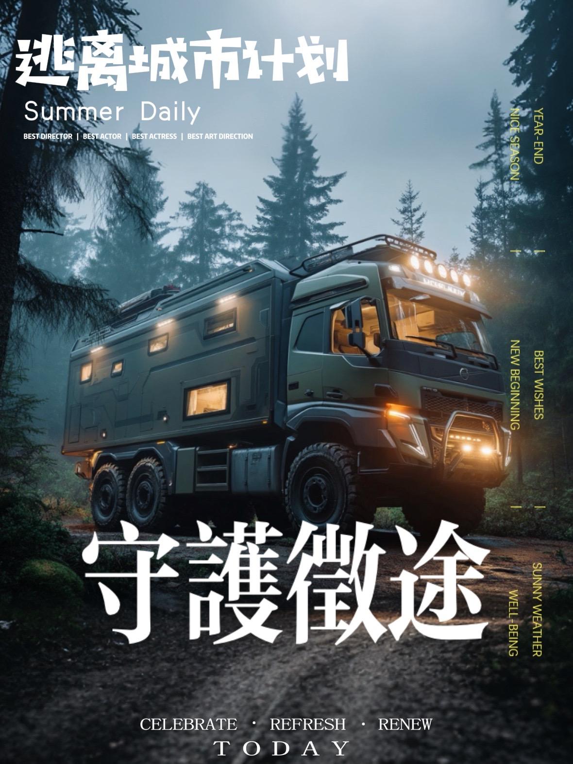 沃尔沃重卡房车。在越野的世界里，最大的奢侈，不是豪华配置，而是绝对的安...