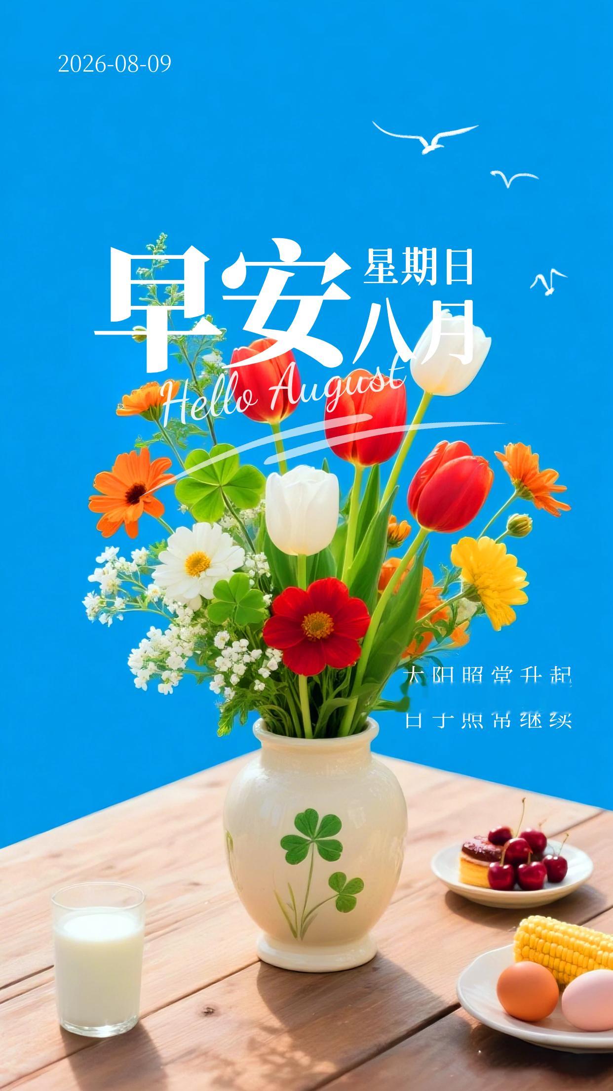 2026.8.9周日早安祝福海报壁纸拿图吱一声噢～ 