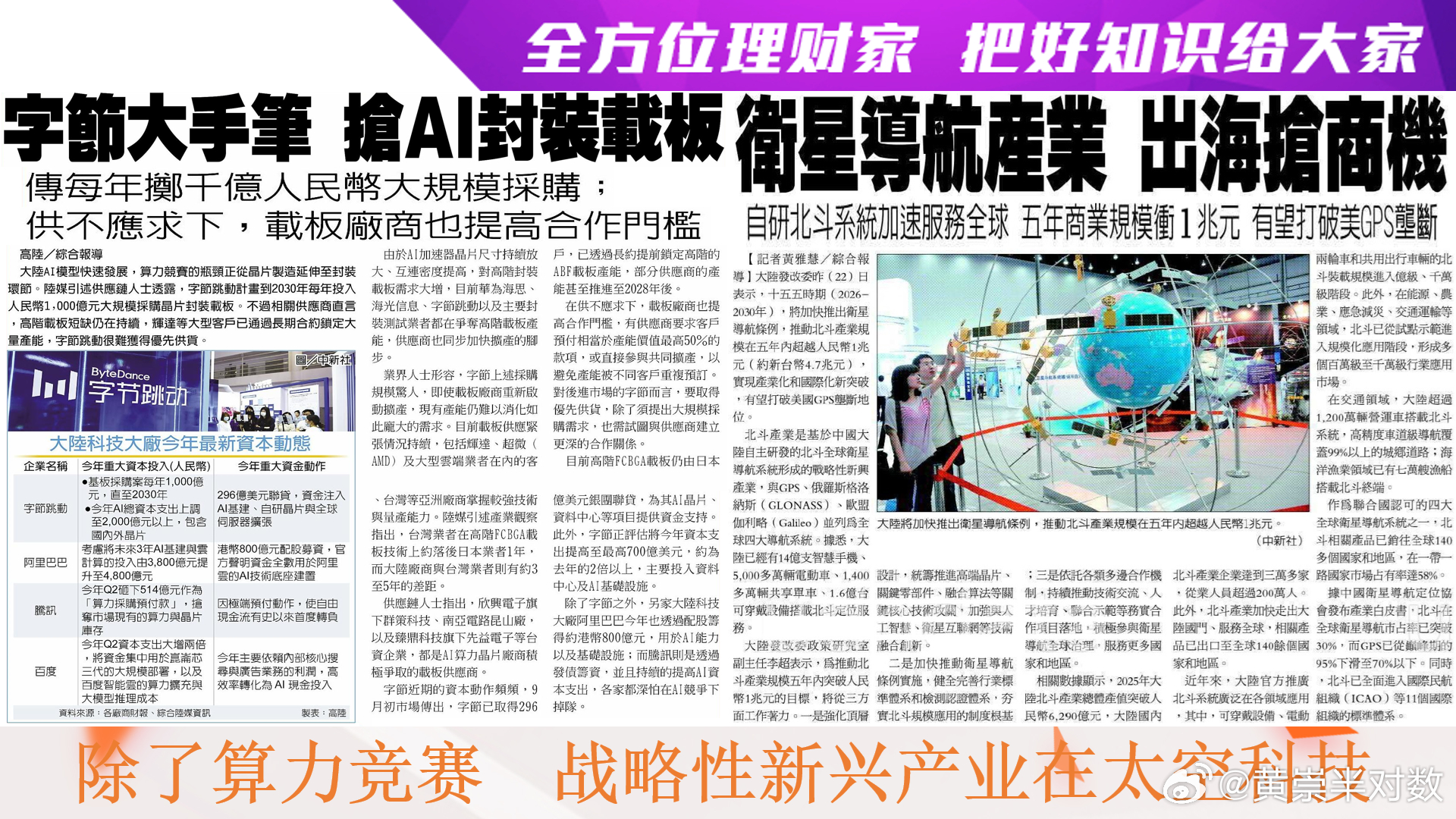 全方位理财家，把好知识给大家～〈每日一分钟，能知天下事〉（引用图文之解析度已尽量