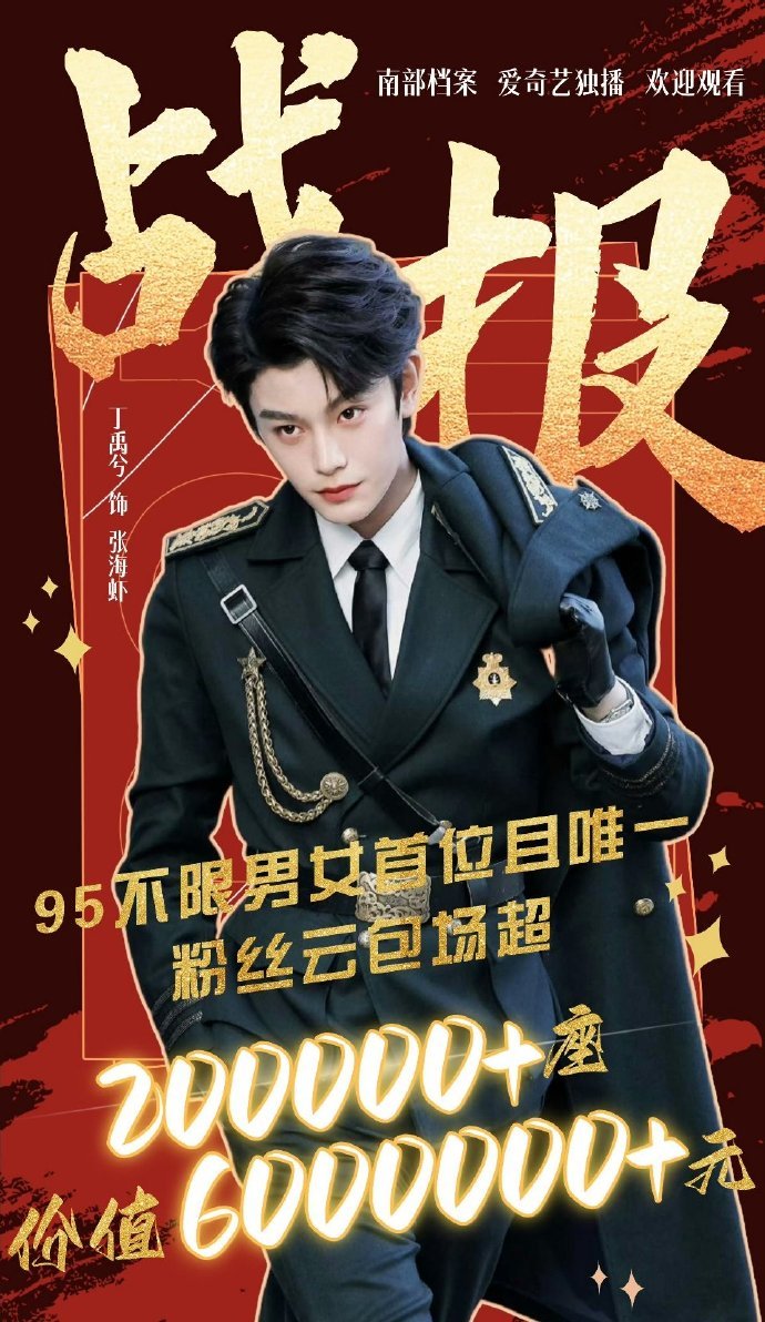 丁禹兮 丁禹兮粉丝给《南部档案》准备了 20W➕云包场，95后不限男女演员首位云