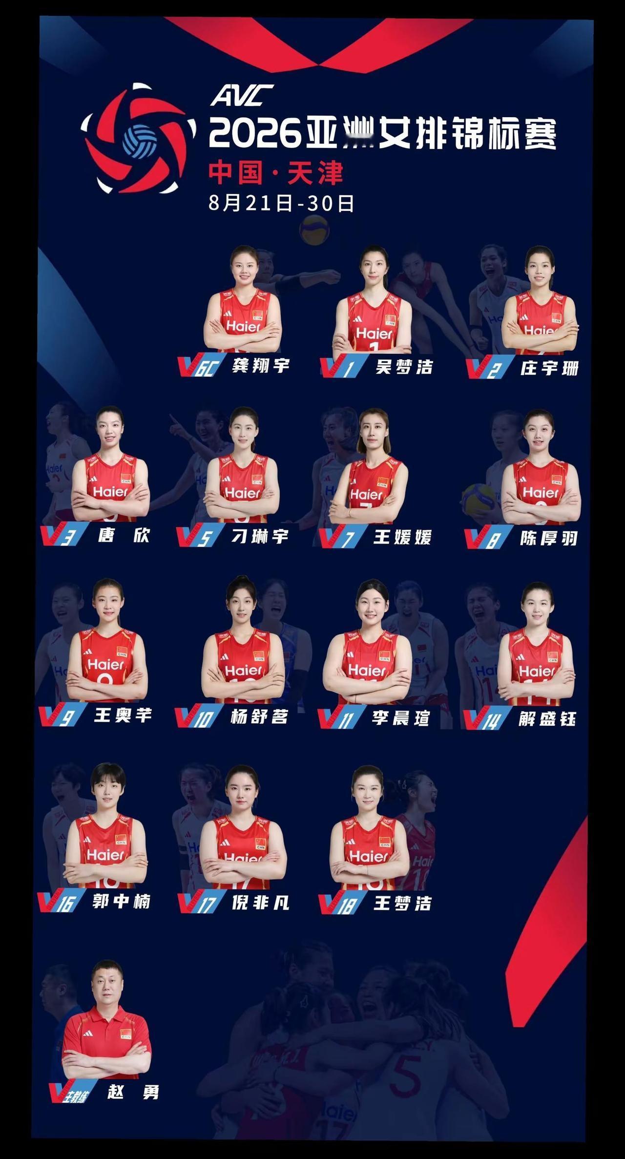 中国女排亚锦赛14人名单正式官宣！女排亚锦赛本周末即将开战冠军直通洛杉矶奥运会！