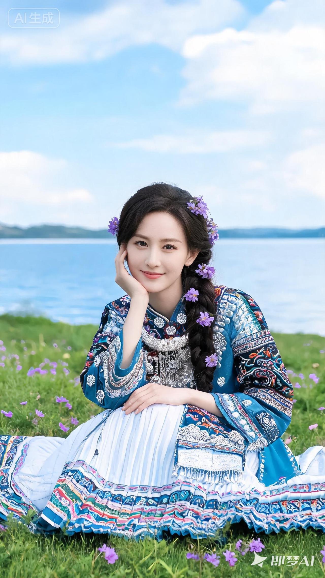 “花海中的民族风，惊艳的民族服饰”🌸👗💃