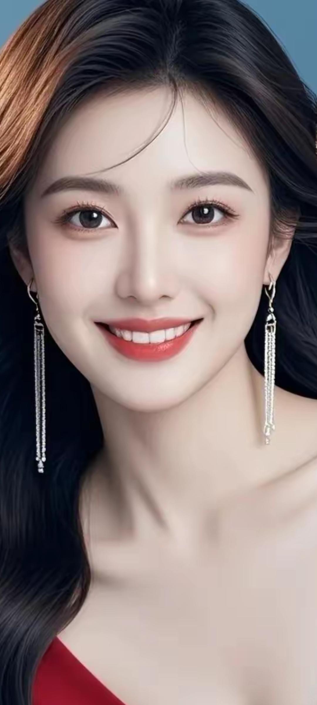 优雅红唇，闪耀耳环，完美妆容，尽显迷人魅力！💄✨