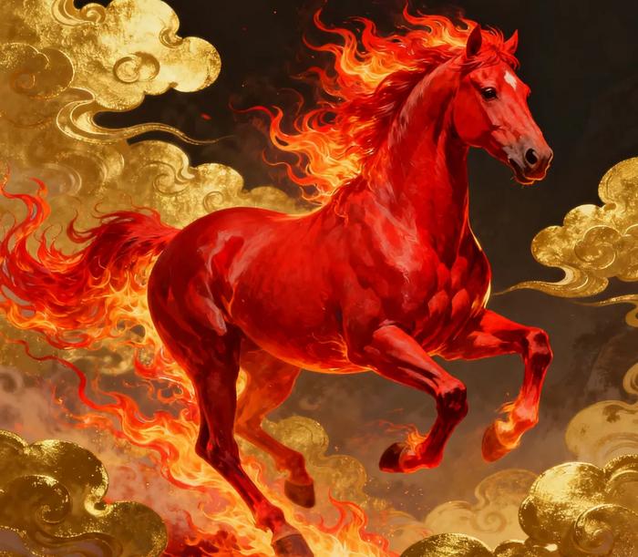 赤马，就是今年双火年的象征。2026年就是农历丙午年。十天干中“丙”属于阳火，十