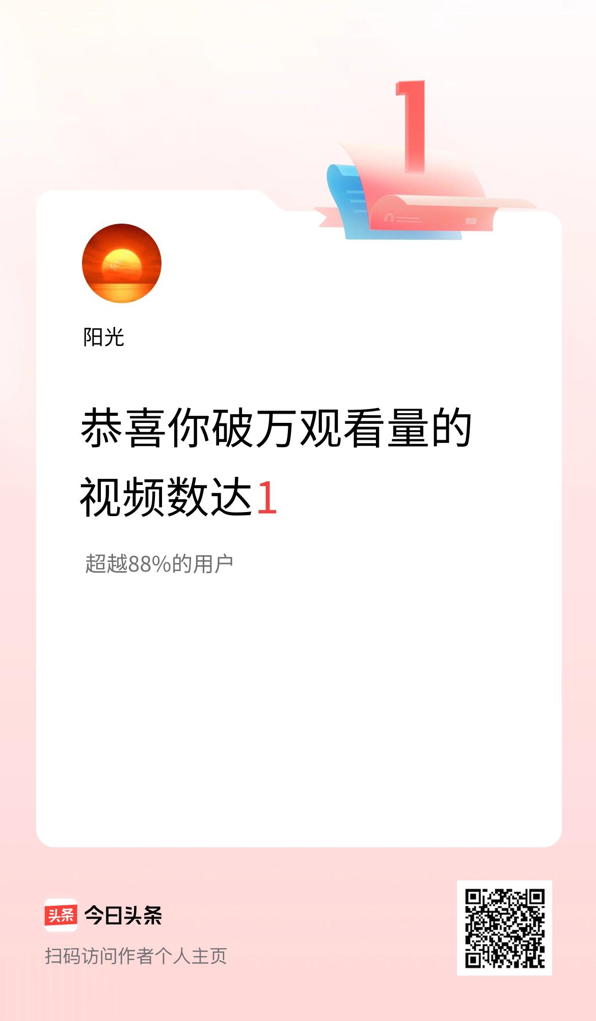 我在头条有1条视频播放量破万了！