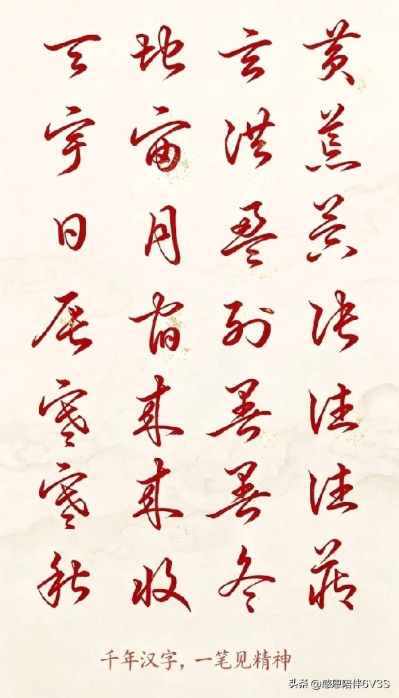 老祖宗的汉字美学，越端详越令人震撼。
千字文的草书之作，越品味越觉韵味悠长。
“
