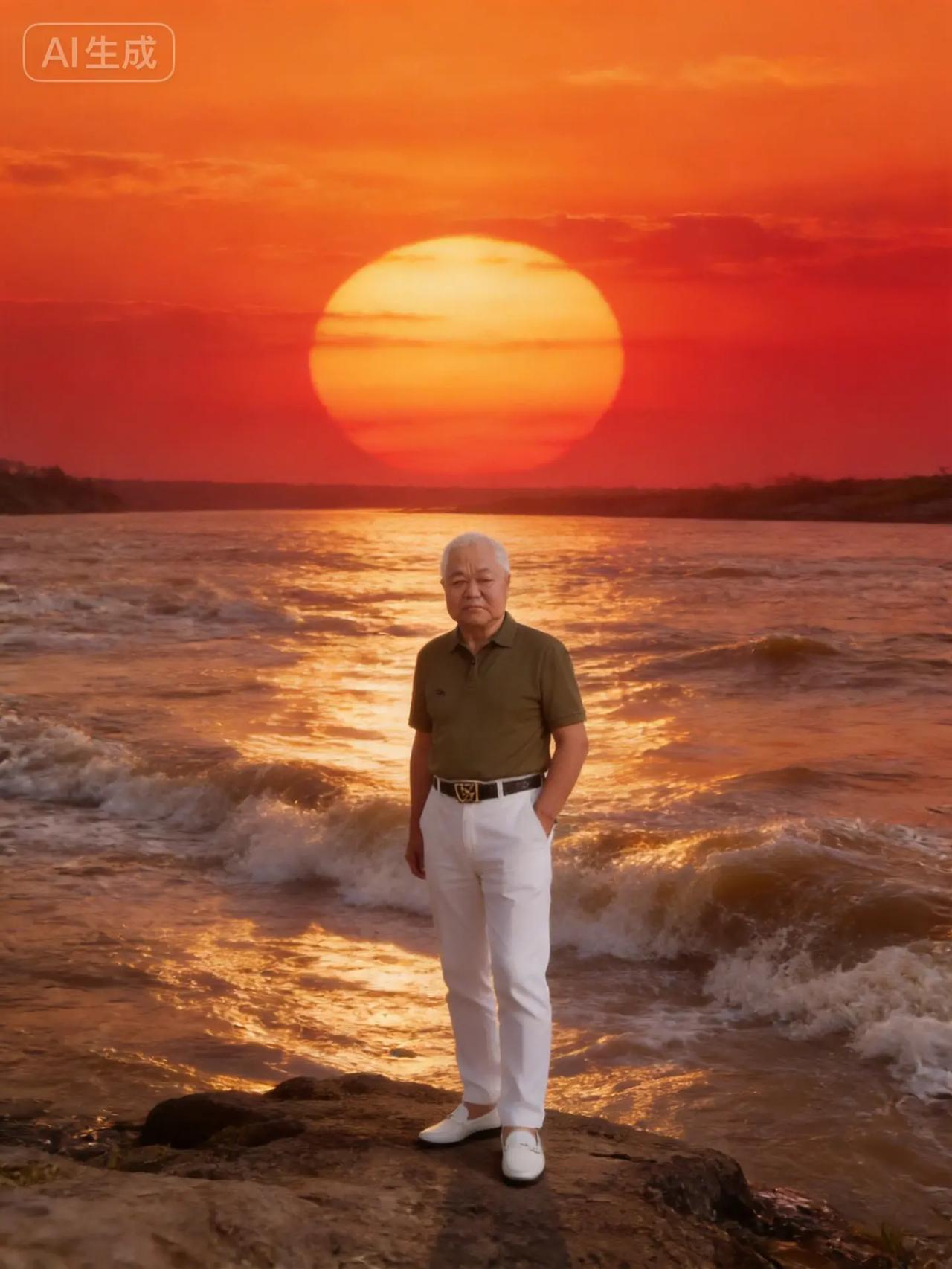 我在夕阳的海边