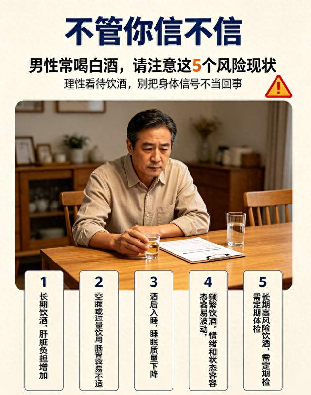 不管你信不信，男性常喝白酒，基本都有如下5个现状，要学会接受