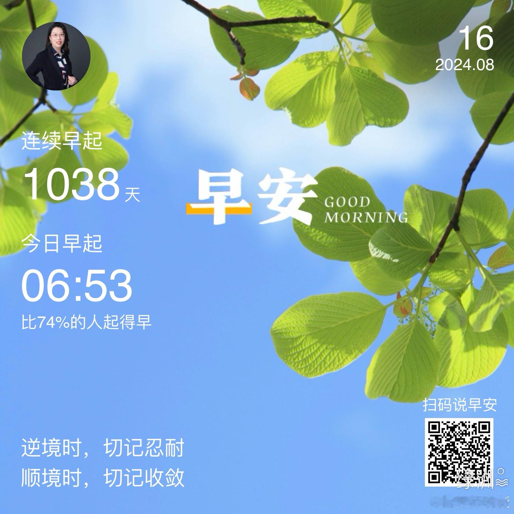 #早安#逆境时，切记忍耐顺境时，切记收敛  ​​​