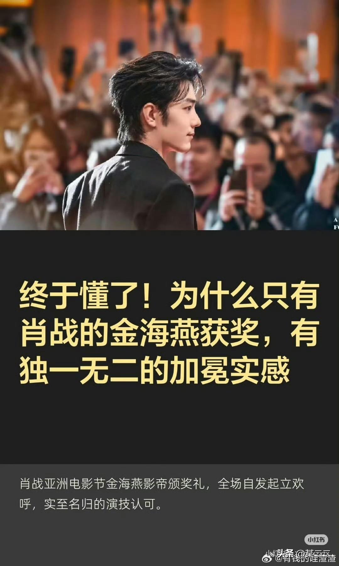 看文字就已经很感动了！！！
肖战的这一次，是万众期待的尘埃落定，是舞台灯光为他而
