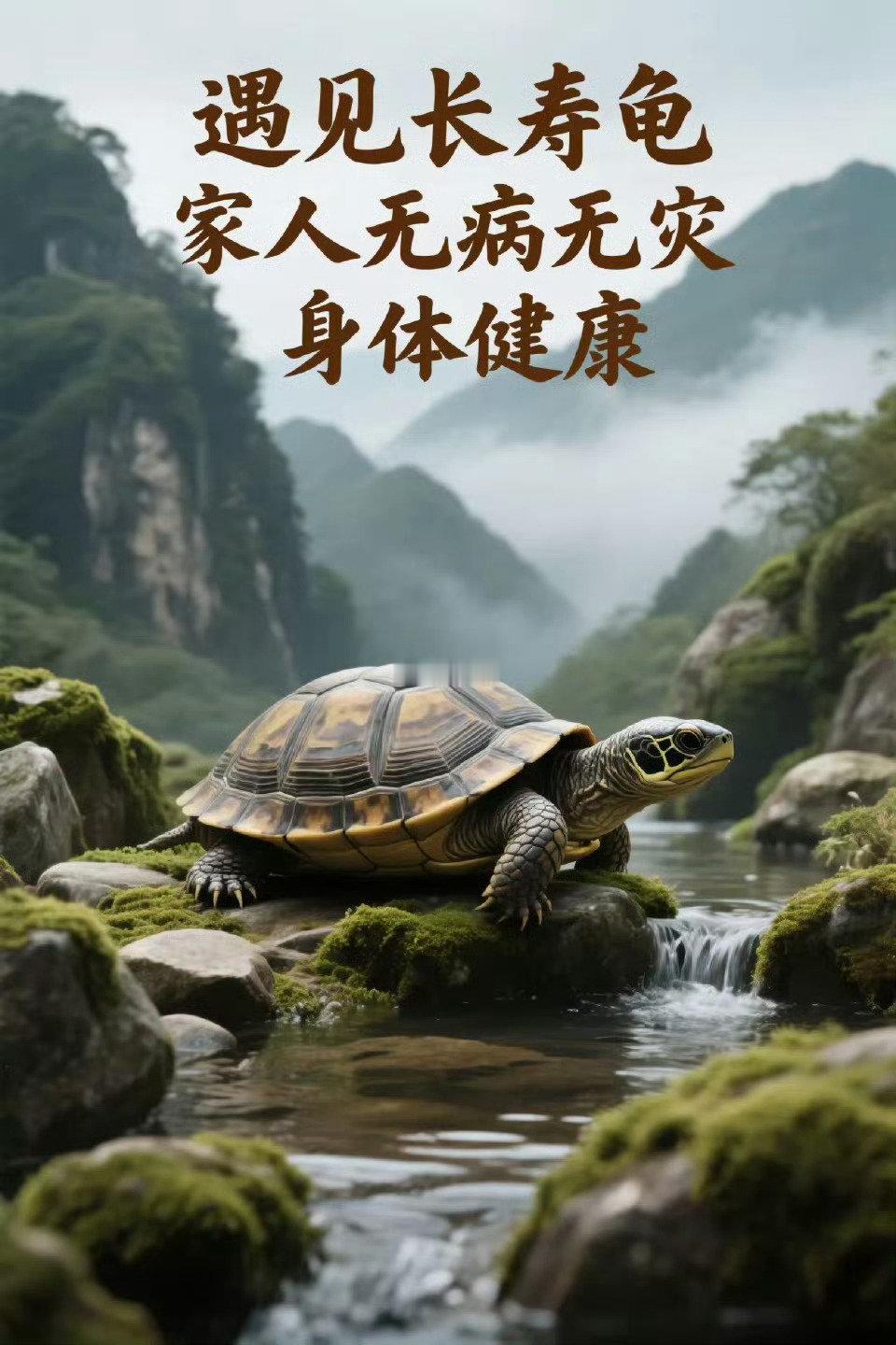 遇见长寿龟，家人无病无灾，身体健康，万事如意 ​​​