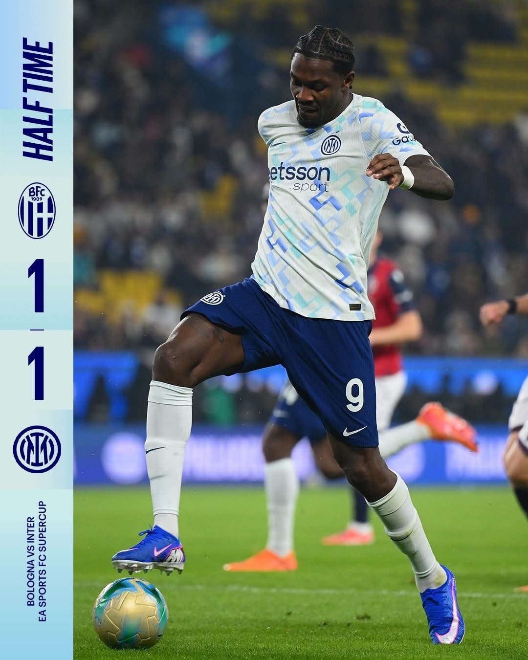 半主力出戰嘅國際米蘭，開賽第2分鐘就由馬古斯杜林利用難度頗高嘅半斜身窩利打開紀錄