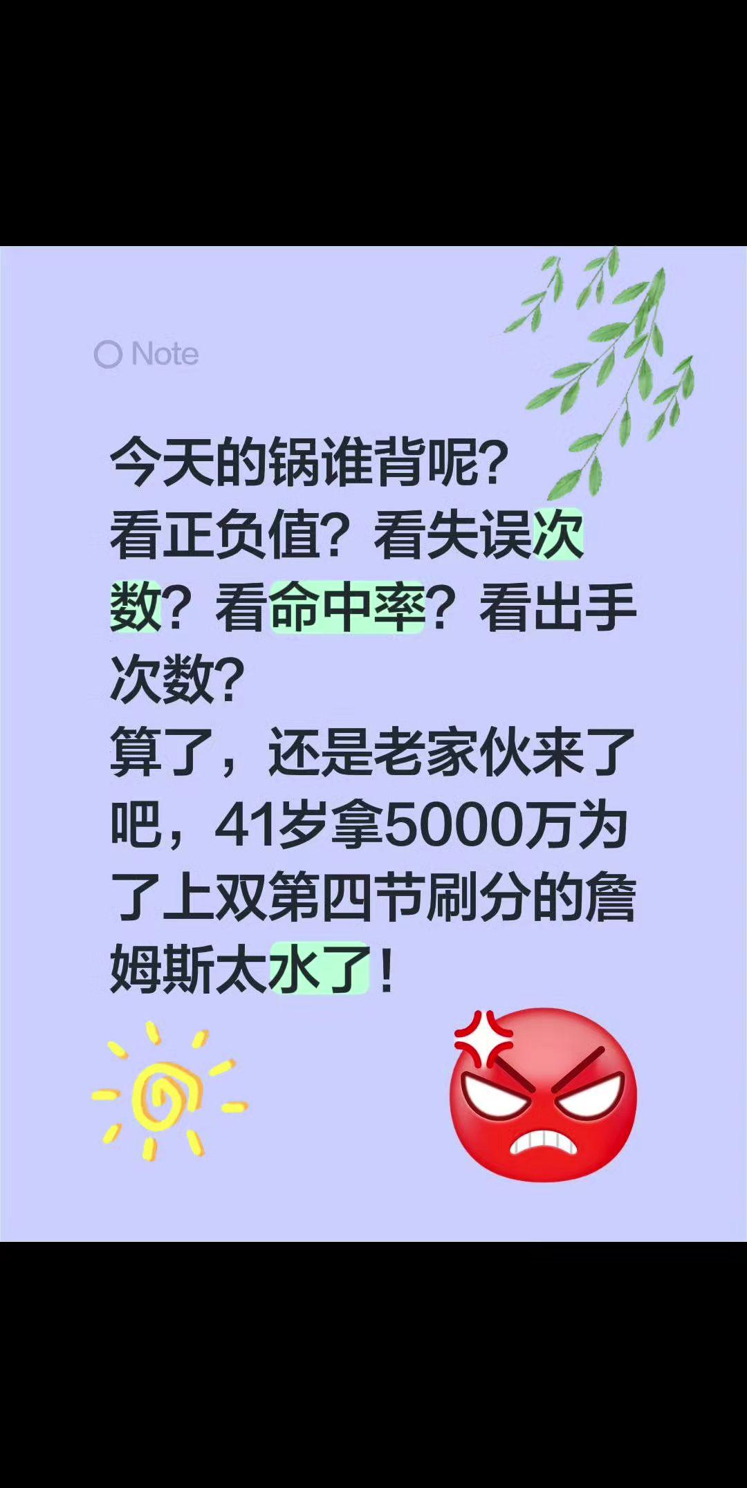 我评论了@taco篮球🏀 的作品：
今天的锅谁背呢？
看正负值？看失误次数？看