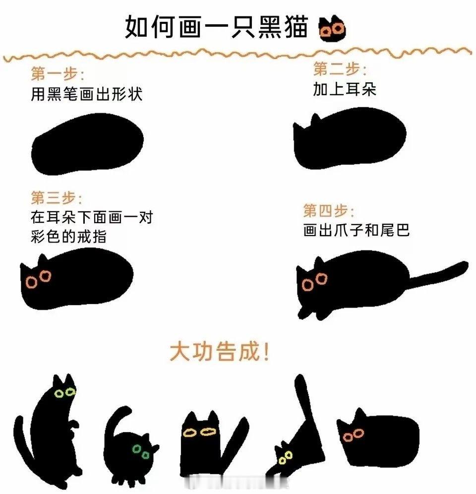 简单画一只可爱的黑猫 🐈⬛ 