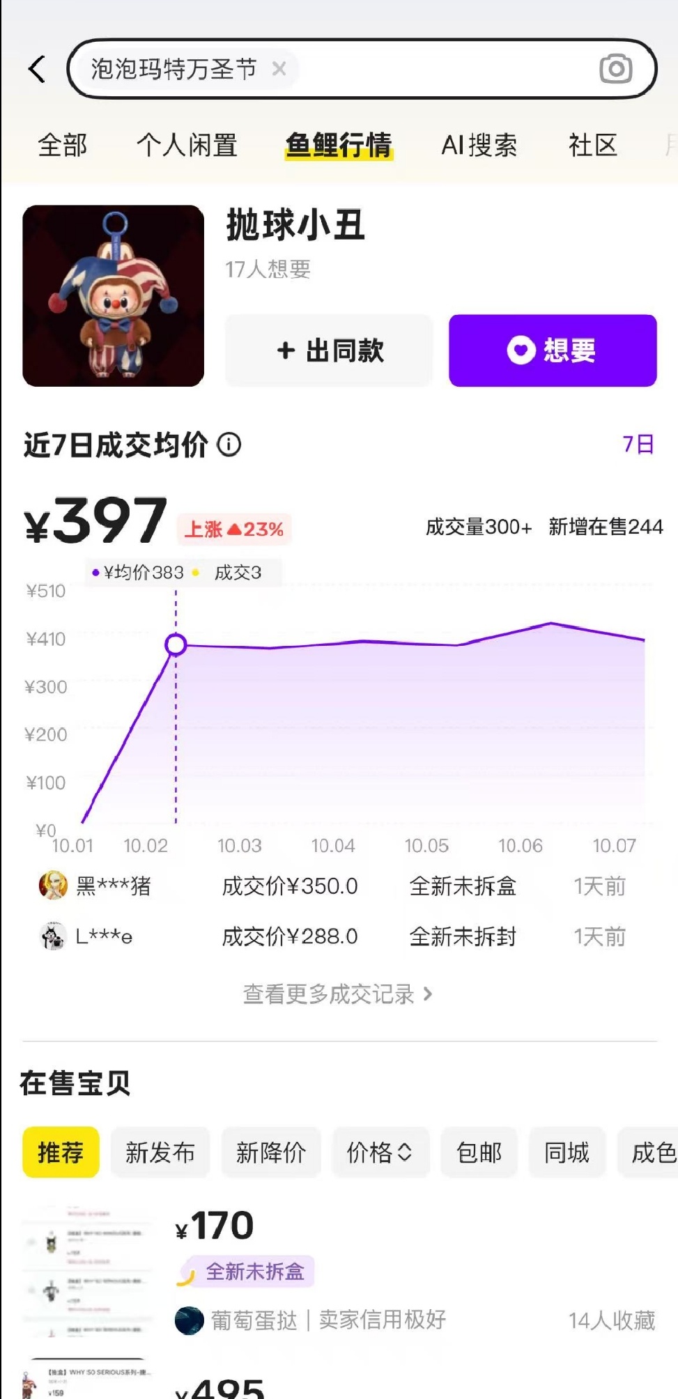 抢泡泡玛特市场风吹草动，闲鱼行情先动！严重怀疑被泡泡玛特KTV了，在闲鱼搜索“泡