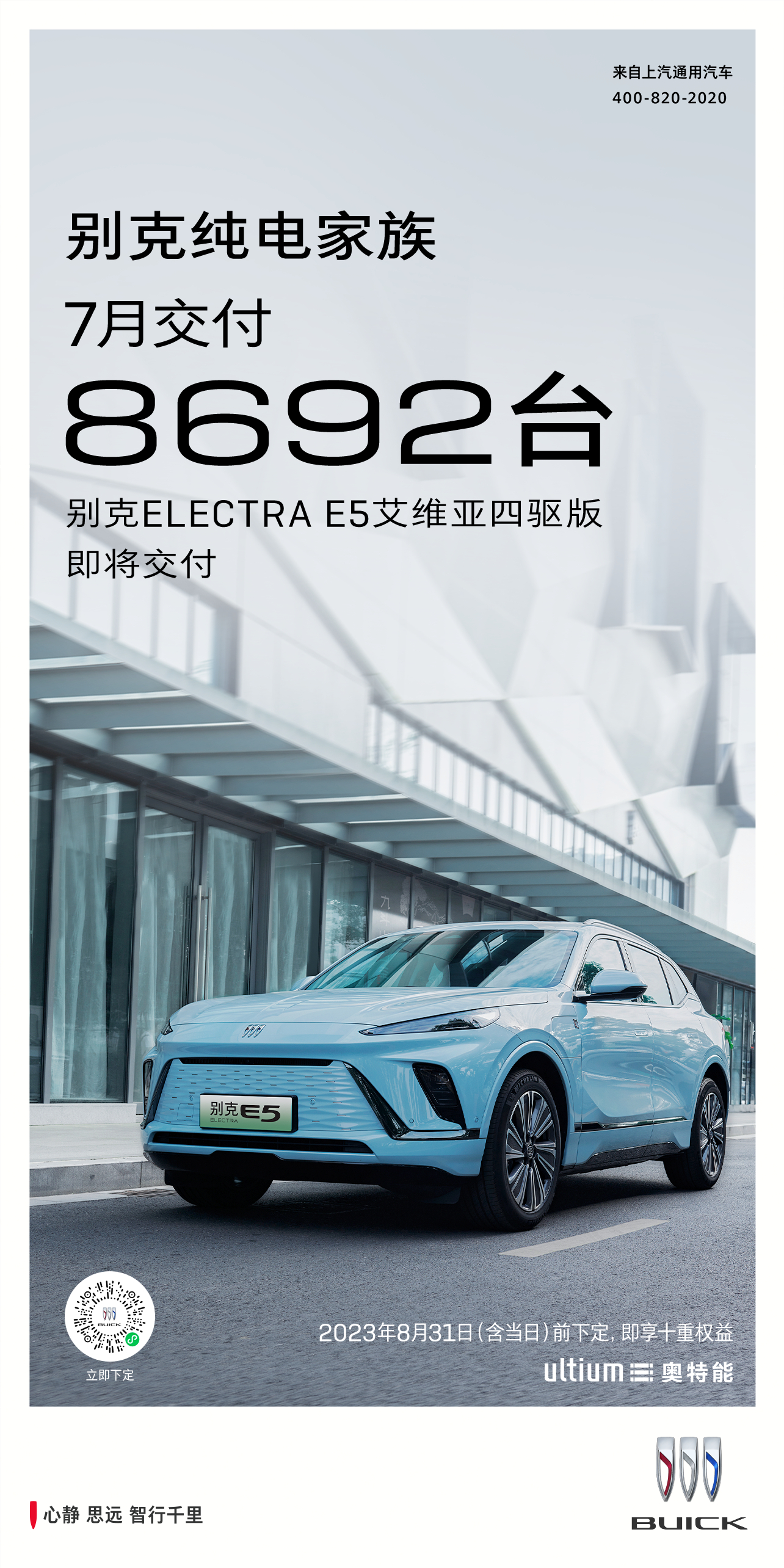【#别克e5##别克e4# ，7月合计交付5,484台】合资纯电之光，奥特能平台