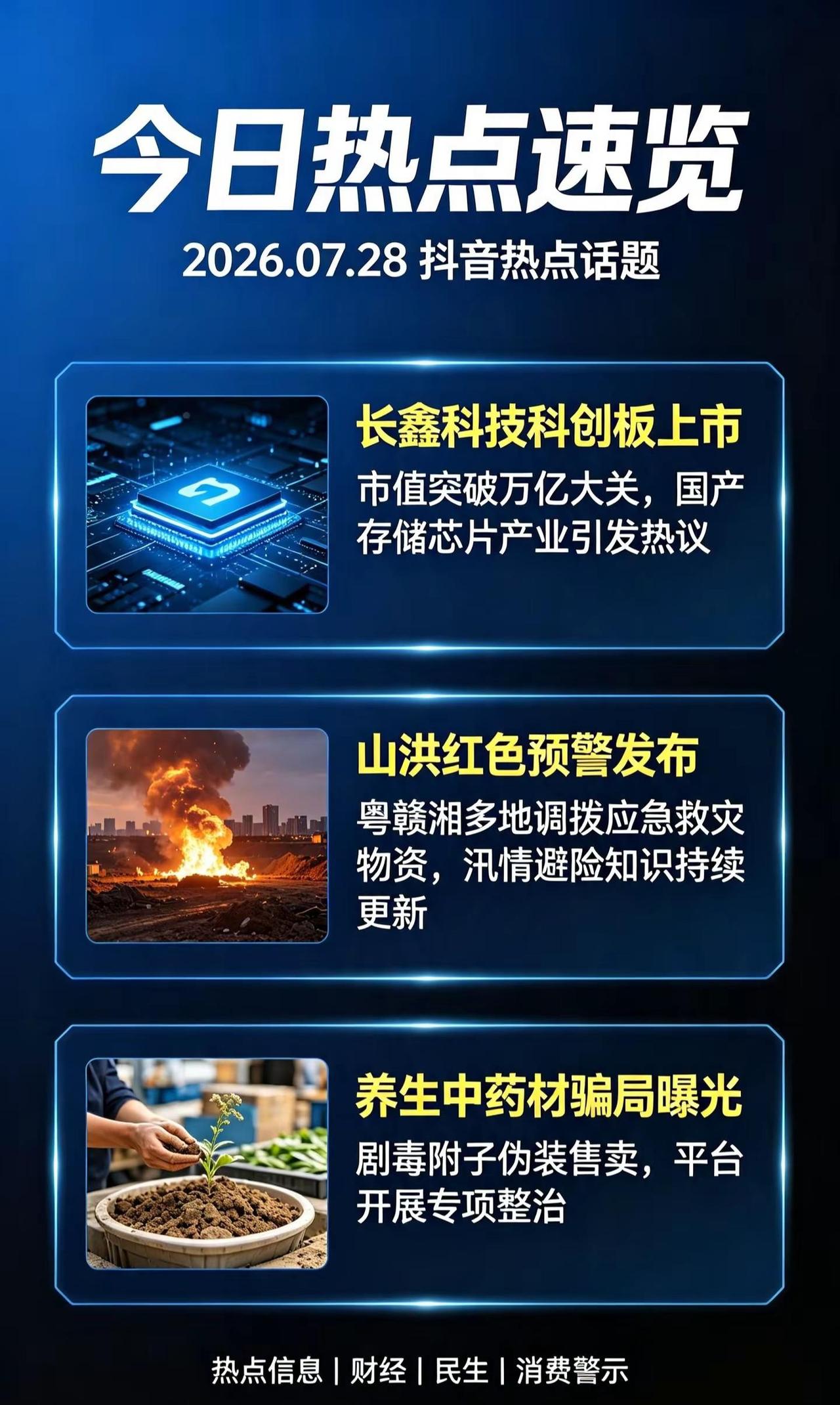 抖音三大热点话题。抖音三大热点话题 话题一：长鑫科技科创板上市，市值突破万亿大关