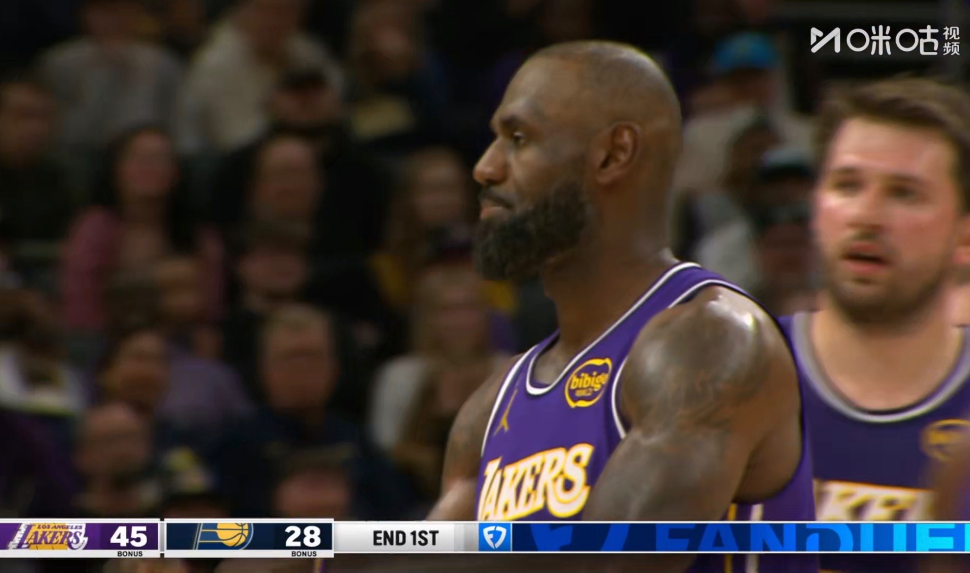 挺好，湖人队第一节45分，领先步行者17分。湖人vs步行者