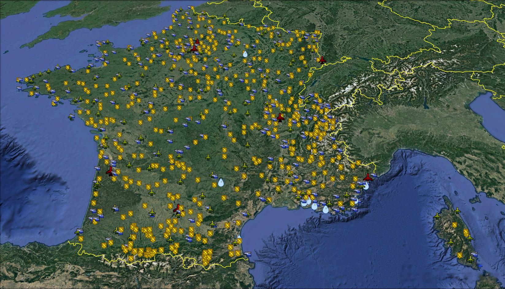 法国的机场，大型机场8座，中型机场133座，小型机场507座、直升机场264个，