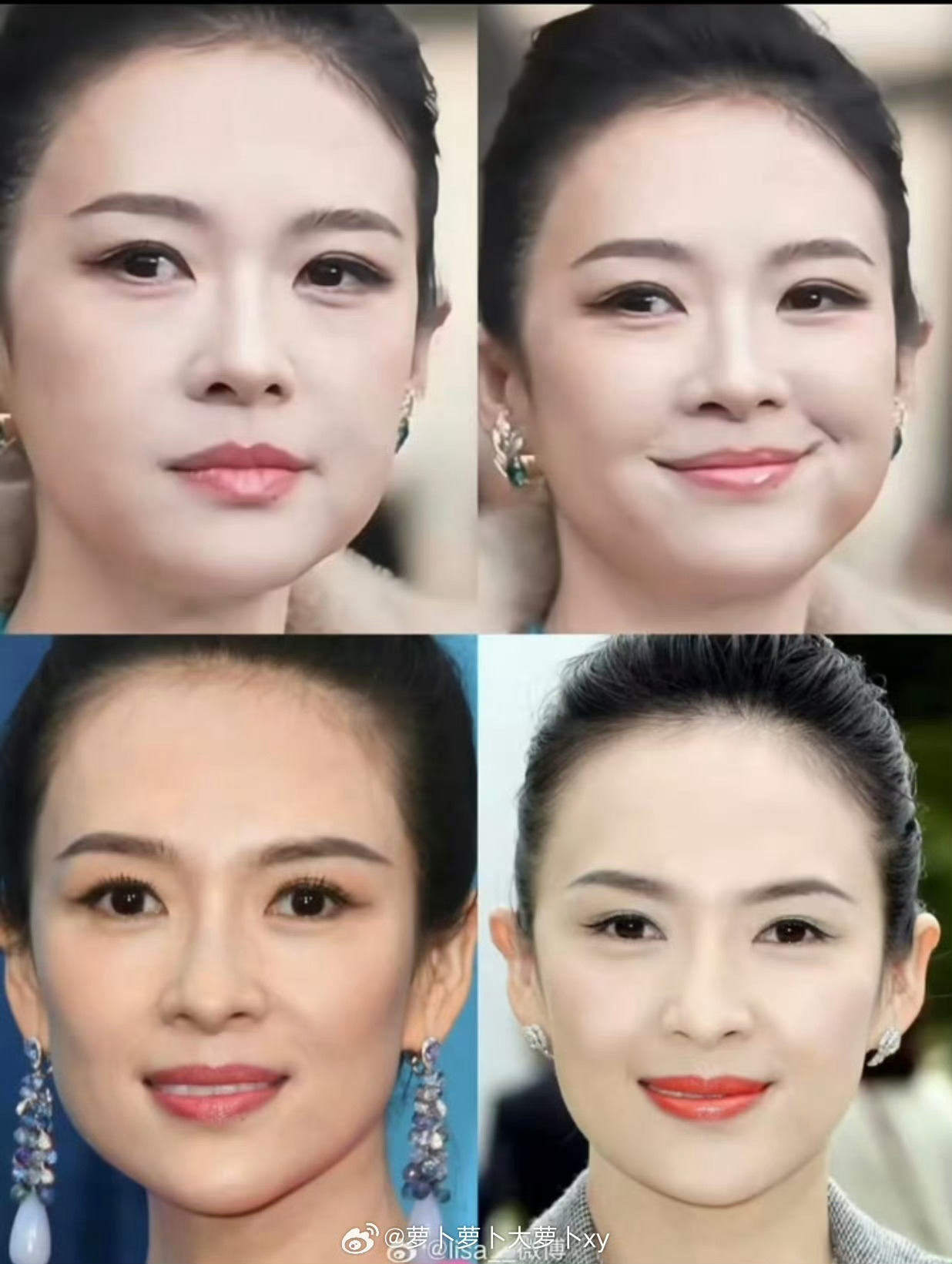 章子怡脸咋了章子怡79年2月的，今年47了再就是可能新陈代谢下降有点发福了岁月不