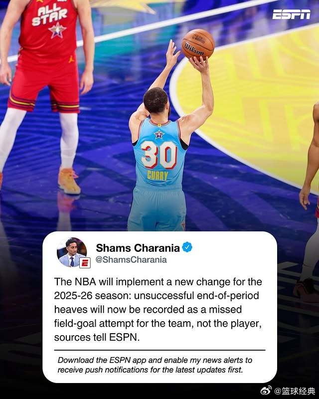 🚨NBA新规出炉！据名记Shams报道，NBA将在2025-26赛季实施一项新