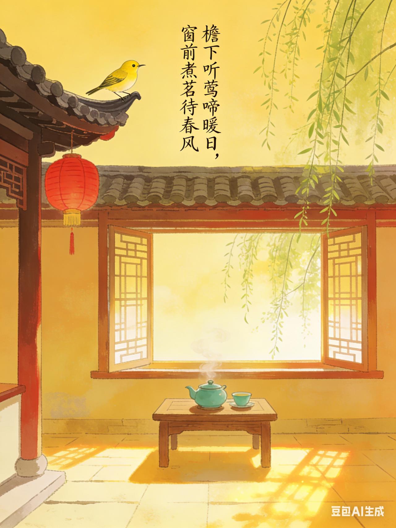 檐下听莺啼暖日
> 窗前煮茗待春风